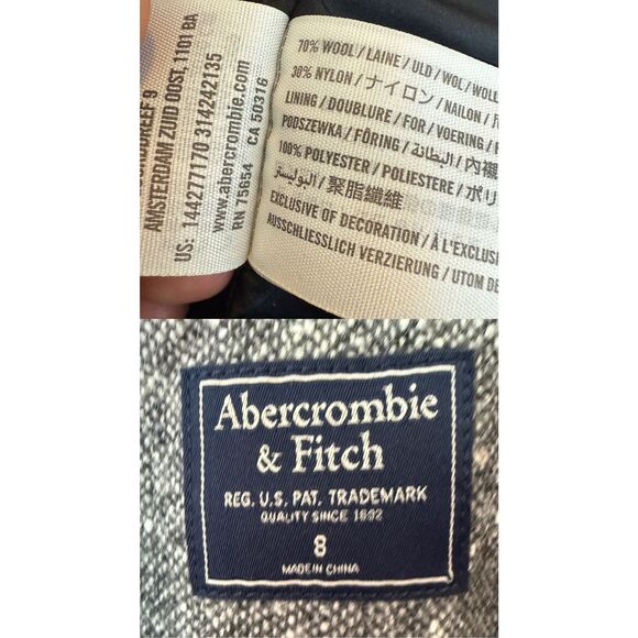 Abercrombie & Fitch Textured Grey Wool-Blend Tweed Blazer Size 8 - Picture 6 of 10